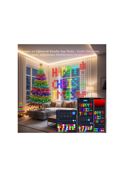 Led Işıklı Akıllı Perde Animasyonlu Uzaktan Kumanda Sevgili Eğlence Parti Yılbaşı 2x2 Mtr 400 Ledli Çok Renkli - 787020464 Çok Renkli