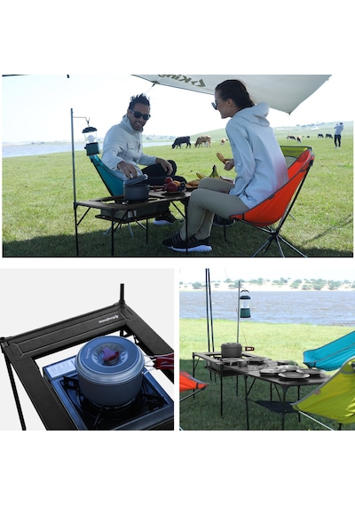 Kingcamp Loes Ultralight Alüminyum Midi Katlanır Kamp Masası Siyah