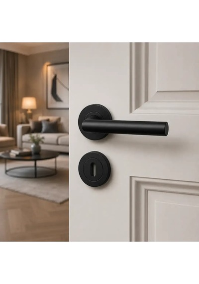 Sese Venedik Modeli Rozetli Kapı Kolu Siyah Renk 200-90r-02