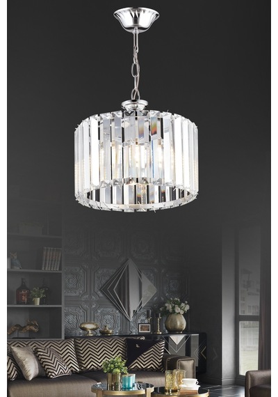 Luna Lighting  Lüx Kristal Krom Taşlı 25'lik Avize Krom