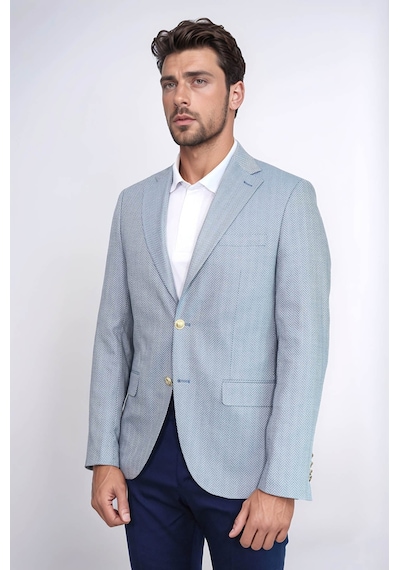 Açık Mavi Balıksırtı Desenli Gold Renk Metal Düğmeli Slim Fit Erkek Blazer Ceket - Wessi Navy Blue Açık Mavi Balıksırtı Desenli Gold Renk Metal Düğmeli Slim Fit Erkek Blazer Ceket - Wessi Navy Blue