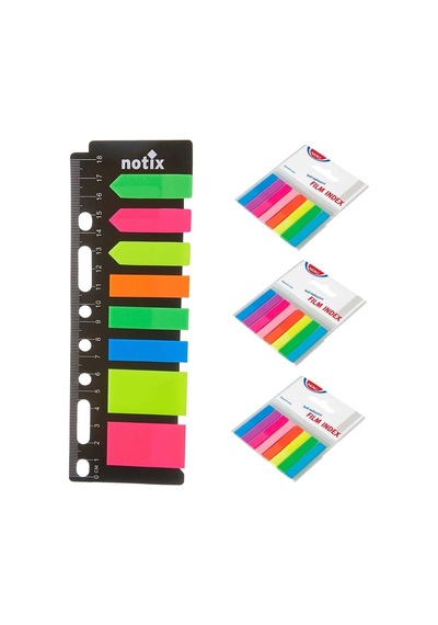 3 Adet Index Film Işaret Bantı 8 Renk No:12401 Ve 8 Parça Notix Post-it Seti