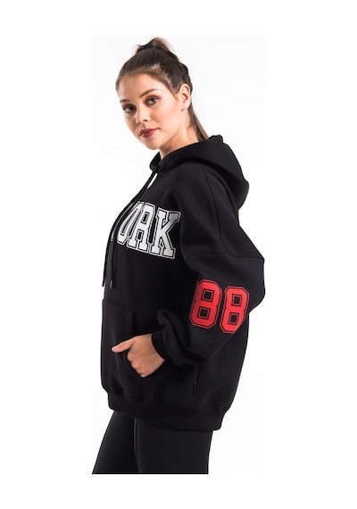 Tarzsokak Kadın Siyah Baskı Detaylı Oversize Sweatshirt Cy84191