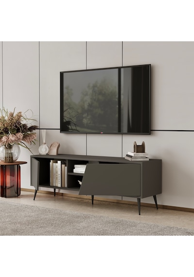 Roma Tv Ünitesi 120 Cm Mdf Metal Ayak Gri
