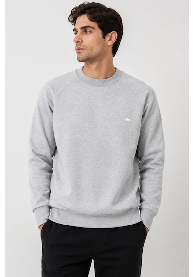 Lacoste Unisex Sweatshirt Bisiklet Yaka Pamuklu Sweatshirt Gri