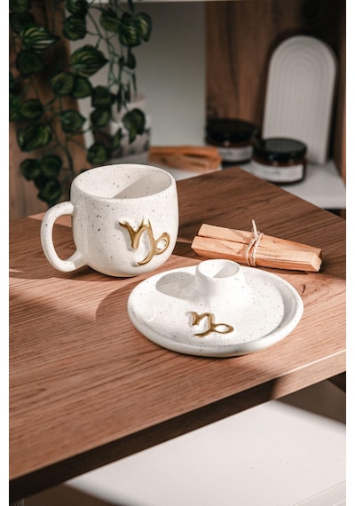 Oğlak Burcuna Özel El Yapımı Palo Santo Tütsülük Ve Kupa Seti 2 Adet Palo Santo Dahil -3203