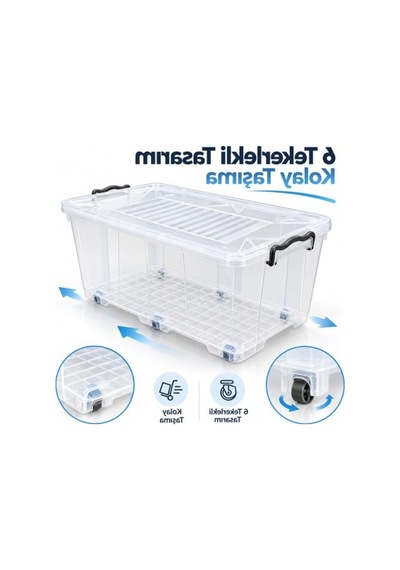Tekerlekli 80 Litre Saklama Kutusu, Şeffaf Ve Pratik Tasarım