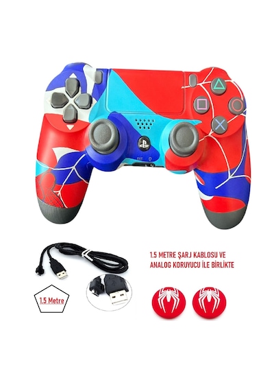 Playstation Dualshock 4 V2 Ps4 Oyun Kolu Pc + Ps4 Renkli 1.5mt Şarj Kablosu Ve Analog Koruyucu