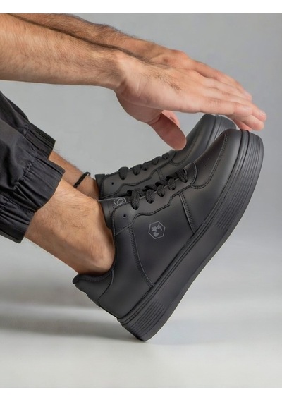 Nstil Unisex Spor Ayakkabı Rahat Yumuşak Taban Kaymaz Günlük Bağcıklı Sneaker 408 Siyah