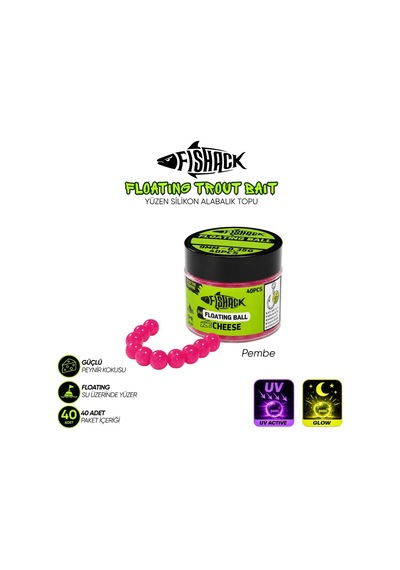 Yüzen Silikon Alabalık Topu - Fishack Eggx - 40 Adet - Peynir Kokulu - Renk Pembe