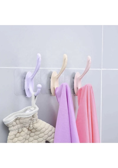Şeffaf Yapışkanlı 6'lı Renkli Askı Seti Duvar Tipi Pratik Banyo Ve Mutfak Düzenleyici Diğer
