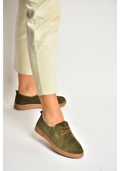 Fox Shoes Y555323002 Haki Hakiki Deri Süet Günlük Kadın Ayakkabı
