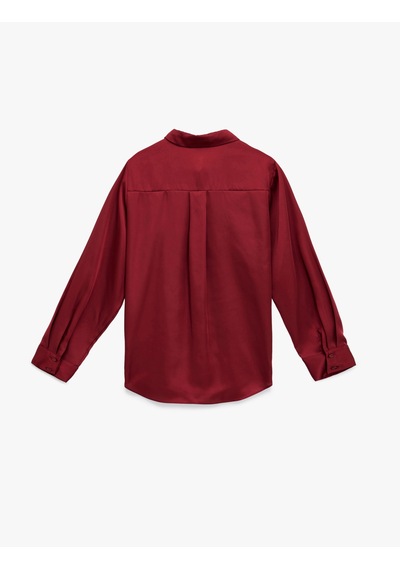 Koton Regular Fit Uzun Kollu Klasik Yaka Saten Gömlek Bordo 6wak60001ew Bordo