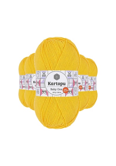 Kartopu 5 Adet Baby One Tüylenmeyen El Örgü Ipi Yünü Sarı K154 769916303007