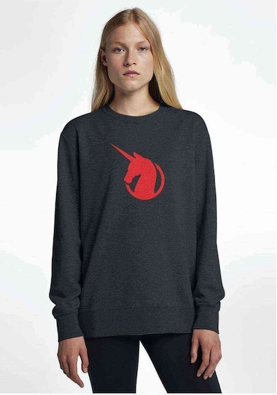 Earth Federation Logo Baskılı Füme Antrasit Kadın Sweatshirt