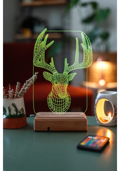 Özel Tasarım Geyik 3D Led Lamba