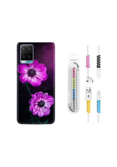 Vivo Y21 Kılıf Kablo Koruyuculu Çiçekler 1869