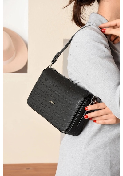 Just Polo Kadın Kabartma Baskılı El Ve Omuz Çantası Shopper Siyah