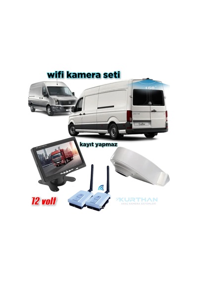 7'' Monitör Wifi Aktarıcı Kit Beyaz Tepe Kamera Set 12 V Kayıtsız