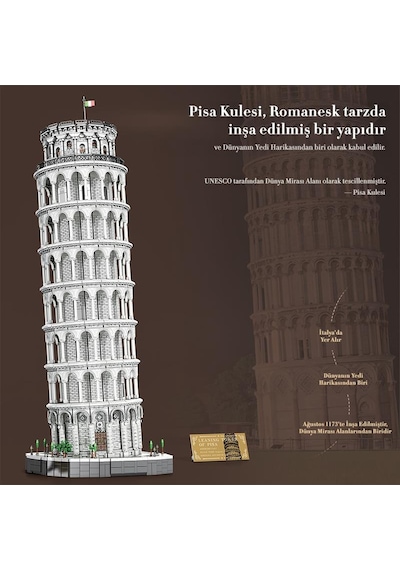 Reobrix 66025 Pisa Kulesi Yaratıcı Yapı Blok Seti Building Blocks Leaning Tower Of Pisa -7652 Parça