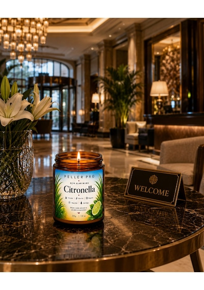 Sivrisinek Kovucu Mum 210 Gr Açık Alan Mumu Bahçe Balkon Teras İçin Citronella Aromatik Mum Beyaz