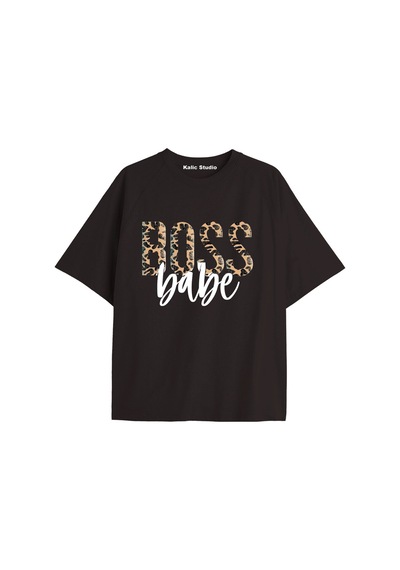 Kalic Studio Y2k Vintage Leopar Baskılı Siyah T-shirt Kod 172 Siyah-172