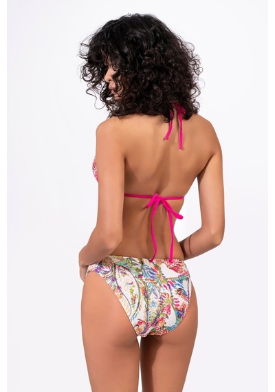 Endeep Kadın Desenli Özel Lurex Kumaşlı Yarım Dolgulu Üçgen Bikini Takımı Kırmızı