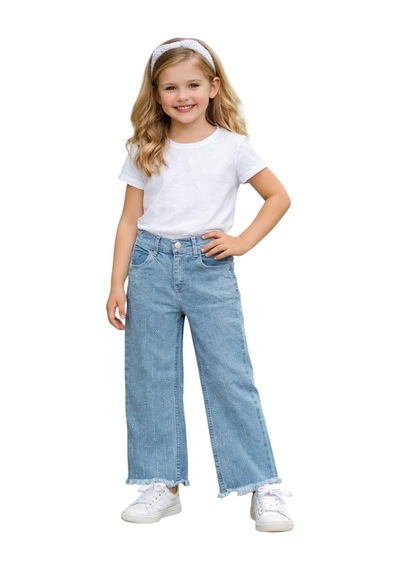 İrem Çocuk Giyim Kız Çocuk Taş Detaylı Püsküllü Model Geniş Paçalı Mavi Renk Kot Pantolon Mavi İrem Çocuk Giyim Kız Çocuk Taş Detaylı Püsküllü Model Geniş Paçalı Mavi Renk Kot Pantolon Mavi