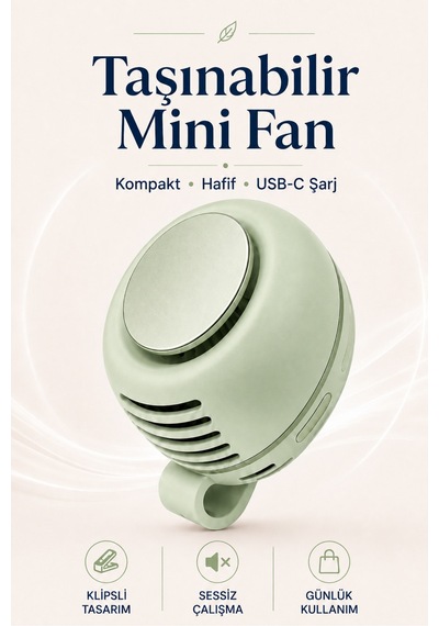Taşınabilir Klipsli Mini Fan - 3 Kademeli Hız Ayarlı, Sessiz Motorlu, Usb Şarj Edilebilir Bel Ve Yaka Tipi Giyilebilir Vantilatör