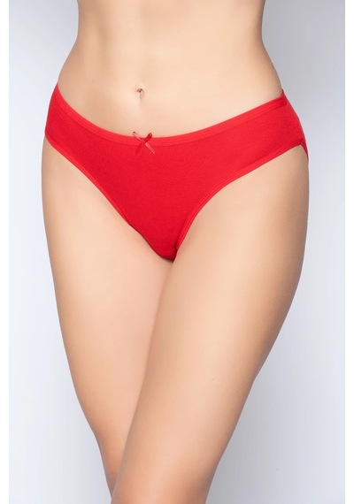 Hepsine Rakip 6'lı Tutku Kadın Pamuklu Fiyonklu İnce Bel Bikini Külot Seti Kırmızı