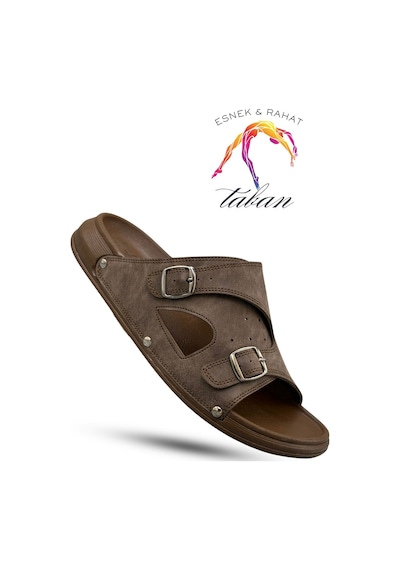 Sermoda Erkek Terlik - Çift Toka Ayarlanabilir Esnek Taban Deri Erkek Terlik T Kahve Kahverengi Sermoda Erkek Terlik - Çift Toka Ayarlanabilir Esnek Taban Deri Erkek Terlik T Kahve Kahverengi
