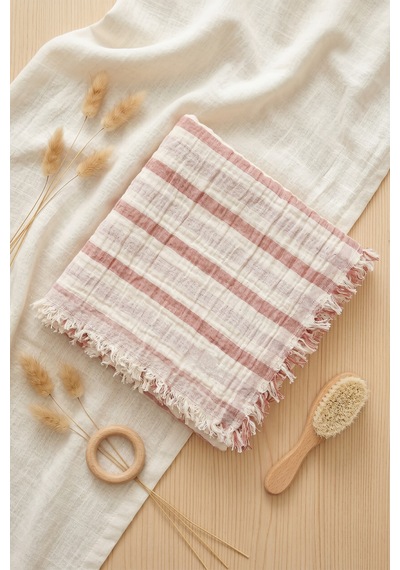 Çift Katlı Müslin Bebek Pike Örtü Yenidoğan Battaniyesi 85x95 Cm Bebek Pikesi Puset Örtüsü Kiremit