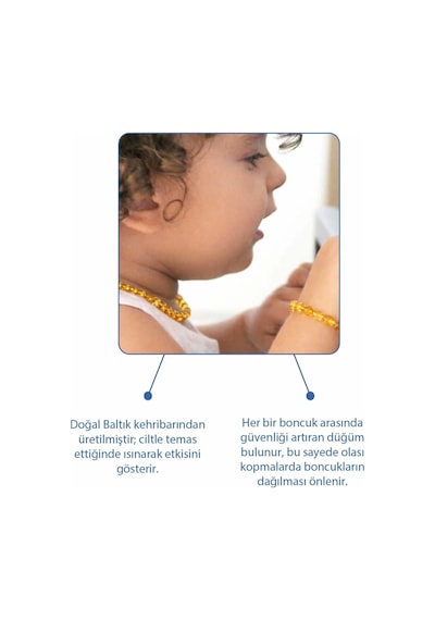 Babyjem Orjinal Sertifikalı Kehribar Bebek Kolyesi Bal