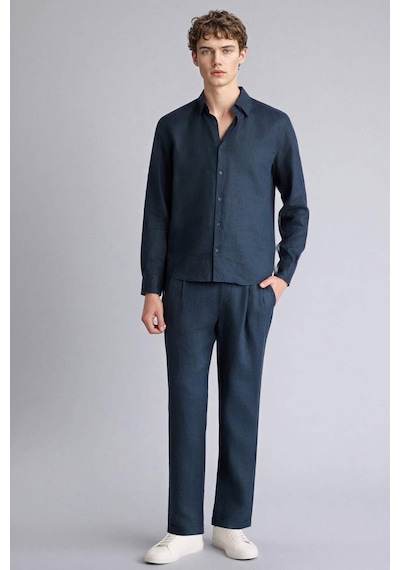 Defacto Relax Fıt Duble Paça Keten Pantolon C1826ax26smnv255 Lacivert-nv255