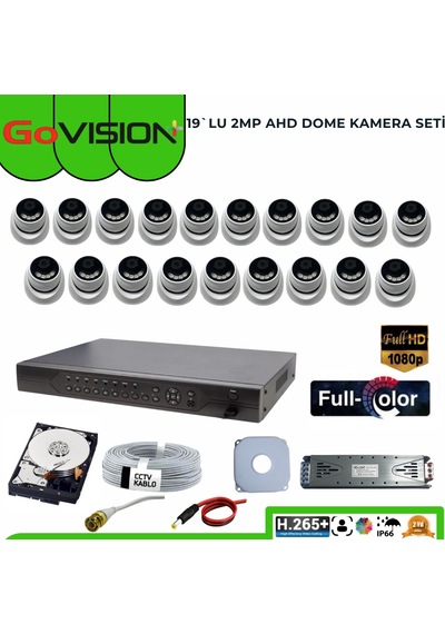 19 Lu 2mp Full Color 3.6mm Lens 1080p Fullhd Warmled Ahd 32 Kanal Dome Set