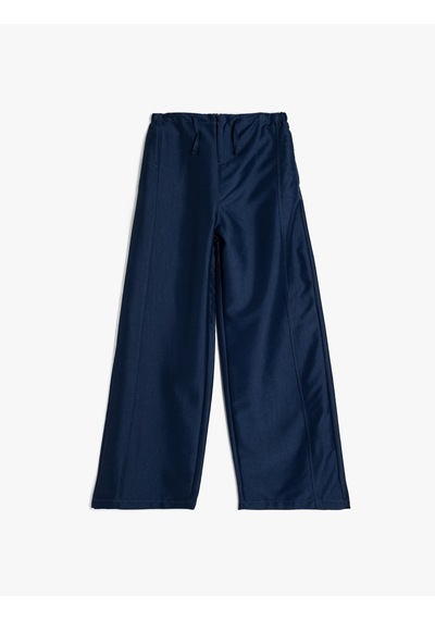 Koton Nervürlü Cepli Geniş Paça Pantolon Lacivert 5wkg40087aw Lacivert