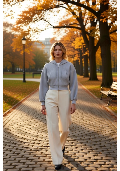Benerly Kadın Kapüşonlu Düşük Kol Fermuarlı Örme Sweatshirt Fonksiyonel D Gri Melanj
