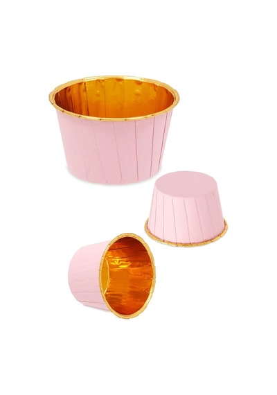 Metalik Pembe Gold Renk Muffin Cupcake Kek Kalıbı 25'li Çok Renkli