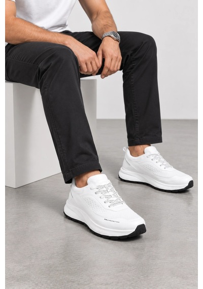 Ht Hotin Cipher Erkek Bağcıklı Günlük Sneaker Spor Ayakkabı - Beyaz