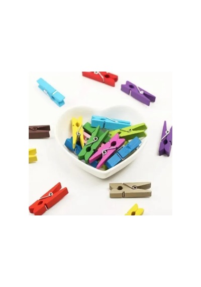 Herşeytrend 100lü Renkli Ahşap Mandal Seti 2.5 Cm