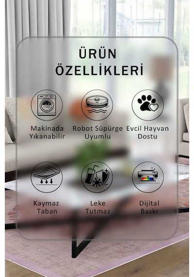 Yıkanabilir Kaymaz Taban Dijital Baskılı Halı Ve Yolluk Leke Tutmaz Salon & Mutfak Halısı - 0467 Kiremit