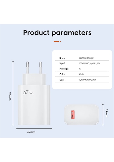 67w Usb Hızlı Şarj Cihazı Xiaomi 14 13 12 11 10 Ultra Redmi Not