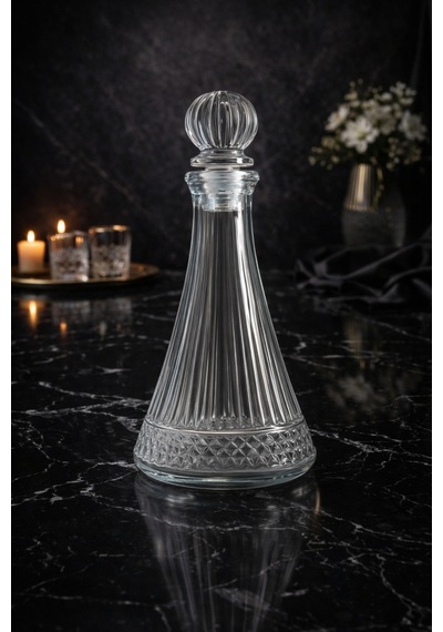 Elysia Model Kapaklı Premium Şık Cam Karaf Sürahi,şişe 700 Ml Kapaklı,33 Cm