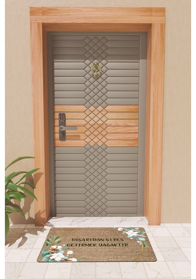 Rugmood Modern Dijtal Baskı Yeşil Stres Getirmek Yasaktır Kapı Önü Paspası Çok Renkli