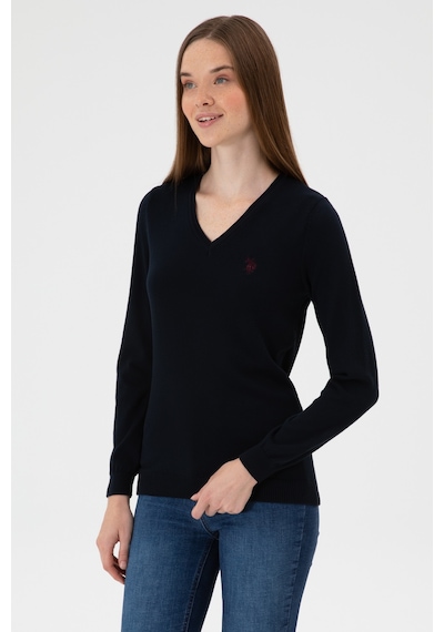 U.S. Polo Assn. Kadın Lacivert V Yaka Basic Kazak 50313590-VR033