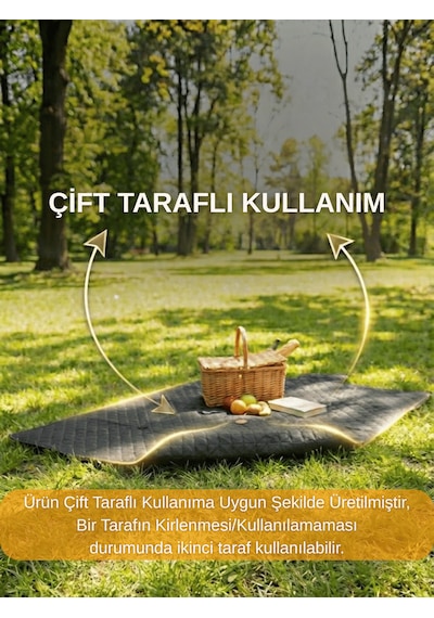 Beylini Piknik Örtüsü Baklava Desen Kamp Matı Isıya Suya Dayanıklı Taşınabilir Saklanabilir Plaj Çim Sofra 4 Ölçü Siyah
