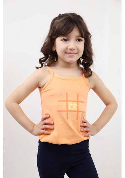 Toontoy Kız Bebek Baskılı Atlet Oranj Turuncu