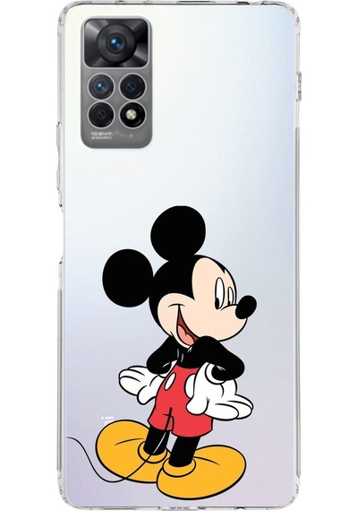 Xiaomi Redmi Note 11s Uyumlu Kamera Korumalı Kapak Mickey Mouse Tasarımlı Şeffaf Kılıf Şeffaf