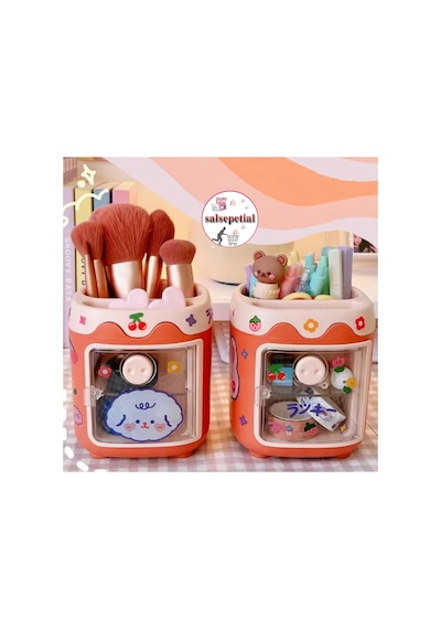Kawaii Sevimli Kalem Kutusu Masaüstü Kalemlik Kawaii Kapaklı Kalem Kutusu Masa Üstü Organizer Turuncu Kapaklı