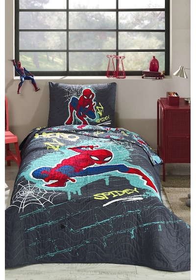 Özdilek Lisanslı Kapitoneli %100 Pamuk Spiderman Street Gri Gri